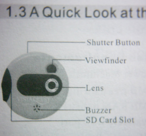 【写真】VistaQuest VQ3007の取扱説明書にあった正面図をVivitar クローズアップレンズを使って撮影。