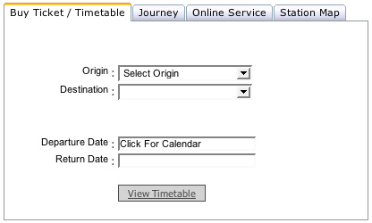 【キャプチャー画像】マレー鉄道オフィシャルサイトで希望する区間の時刻表と残席を調べる画面1